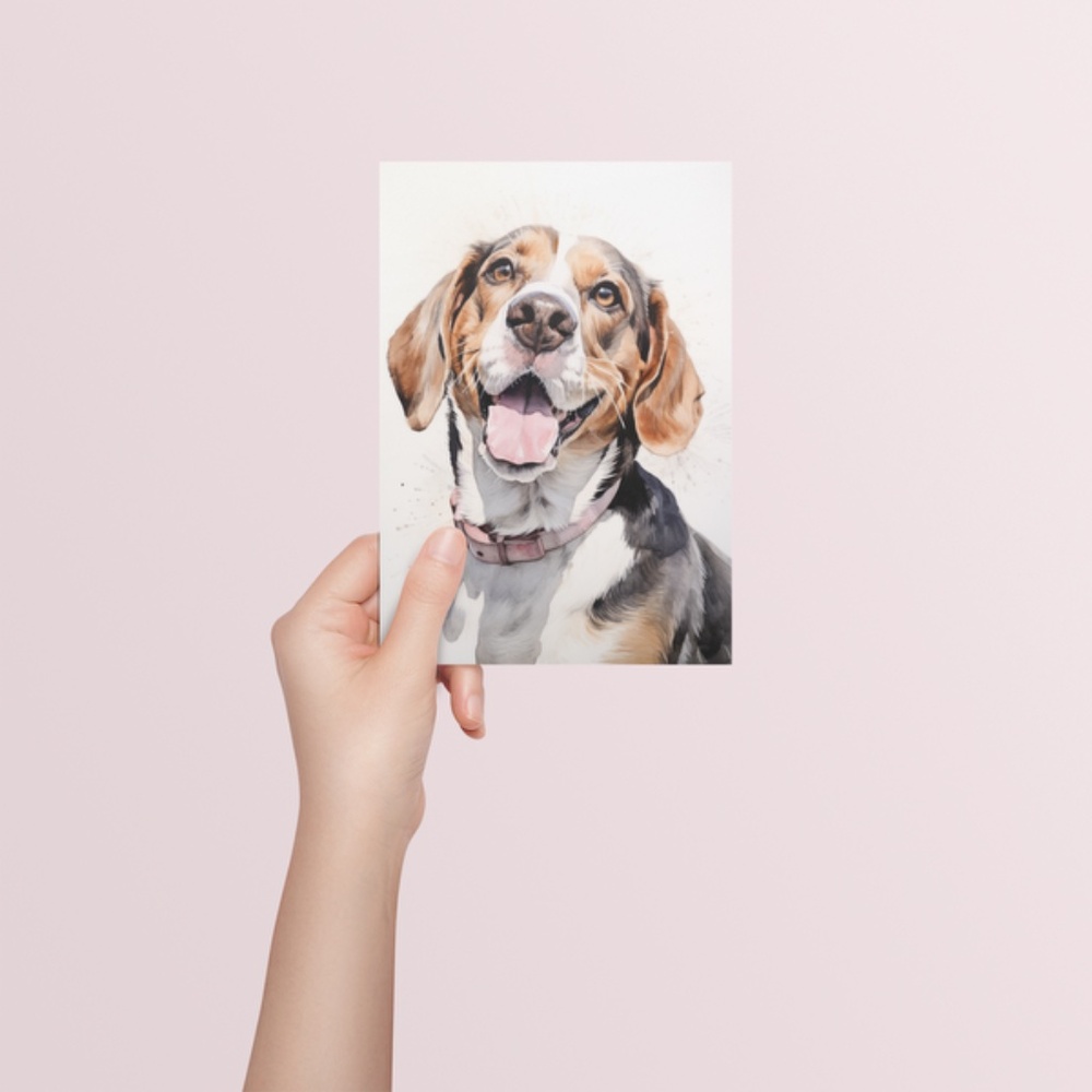 Watercolor Beagle Dog Portrait Wall Art Print Poster Unframed - Picture 5 of 5
